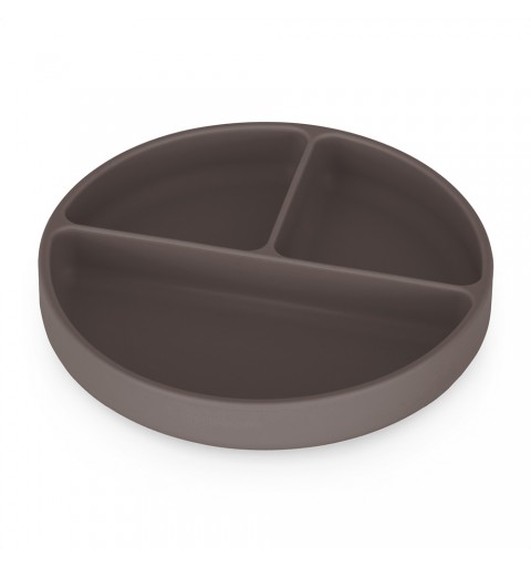 Petite& Mars Take&Match - silikonowy talerzyk z przegródkami okragły  6m+ | Bitter Cocoa